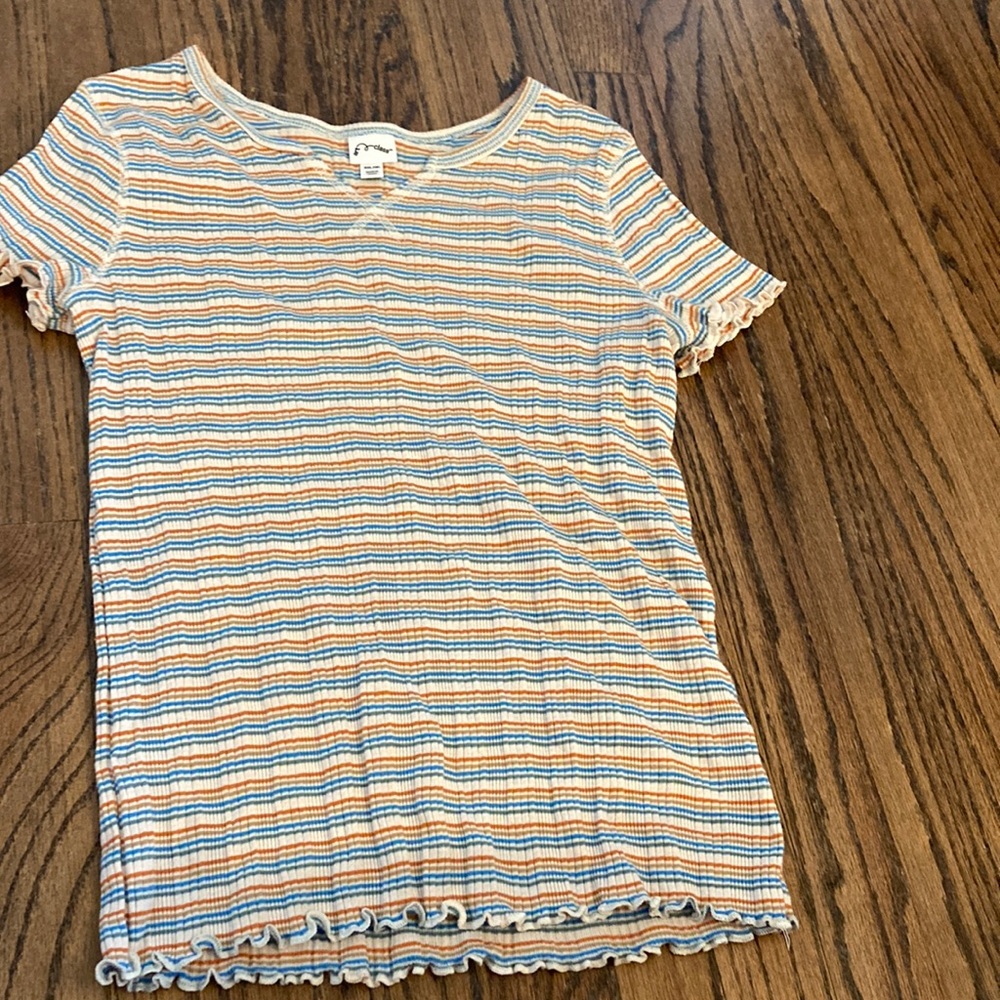 art class rainbow striped tee, lettuce trimmed, xxl (kids )